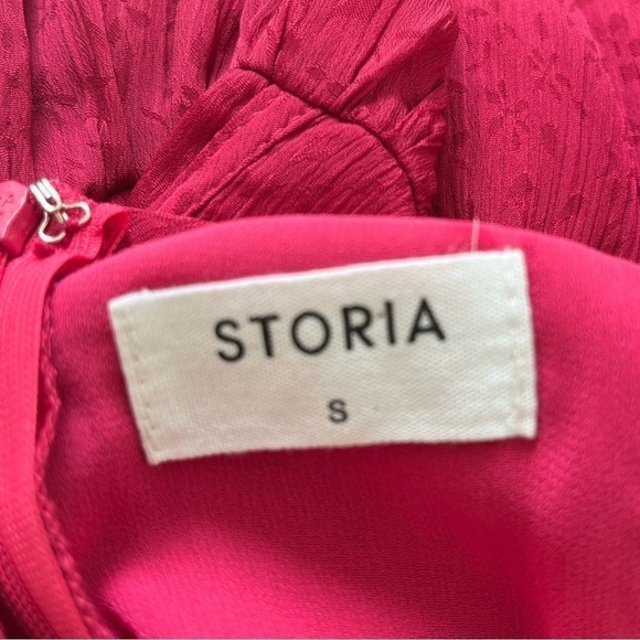 New Storia Red Fuchsia Spaghetti Straps Front Slit Maxi Dress Size Small Party - Picture 9 of 14